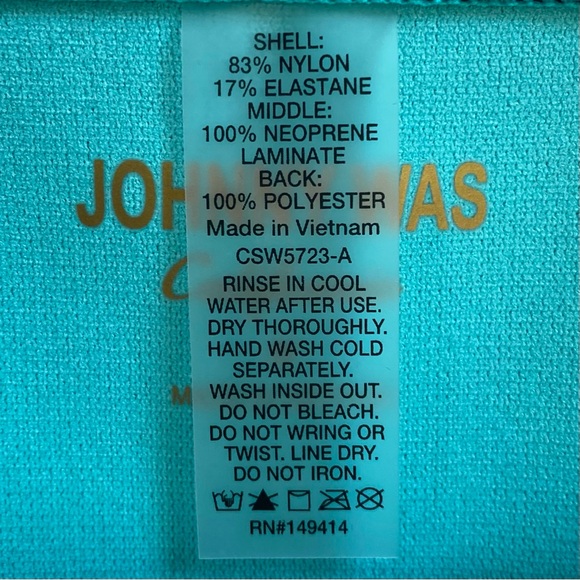 Johnny Was Swimsuit One Piece Zip Neoprene Blue Teal Tie Dye Floral Medium - Picture 12 of 13